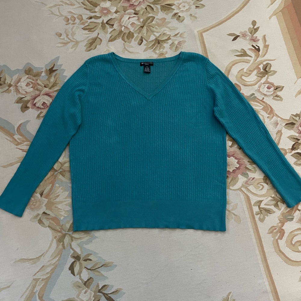 Madison Teal Ribbed Knit Top - Picture 3 of 5